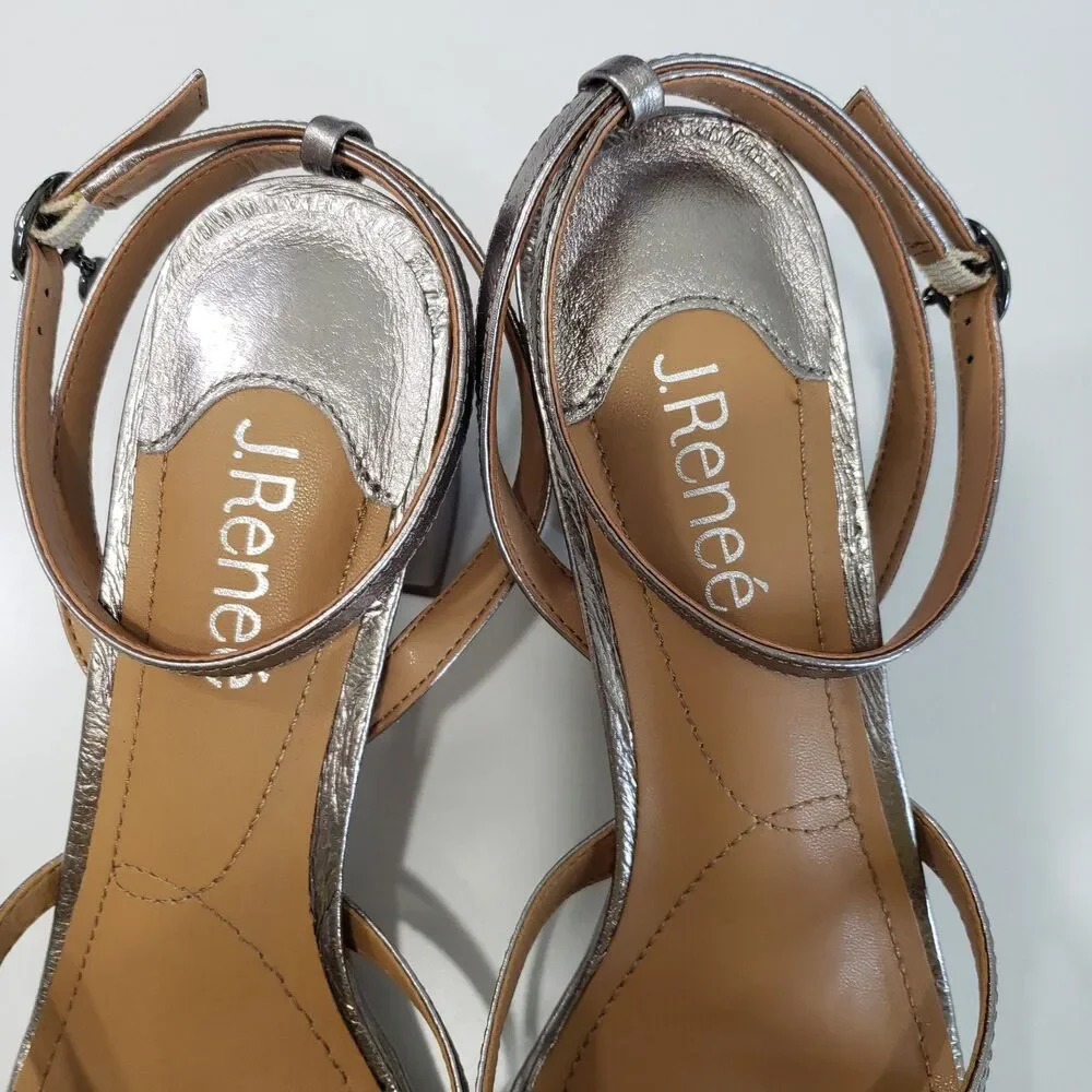 Like New J. Renee Women's Open Toe Silver 3